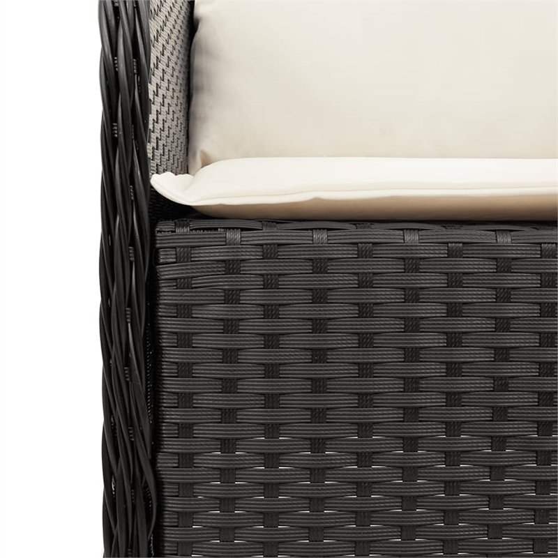 Bowery Hill Contemporary Poly Rattan Garden Dining Set in Black