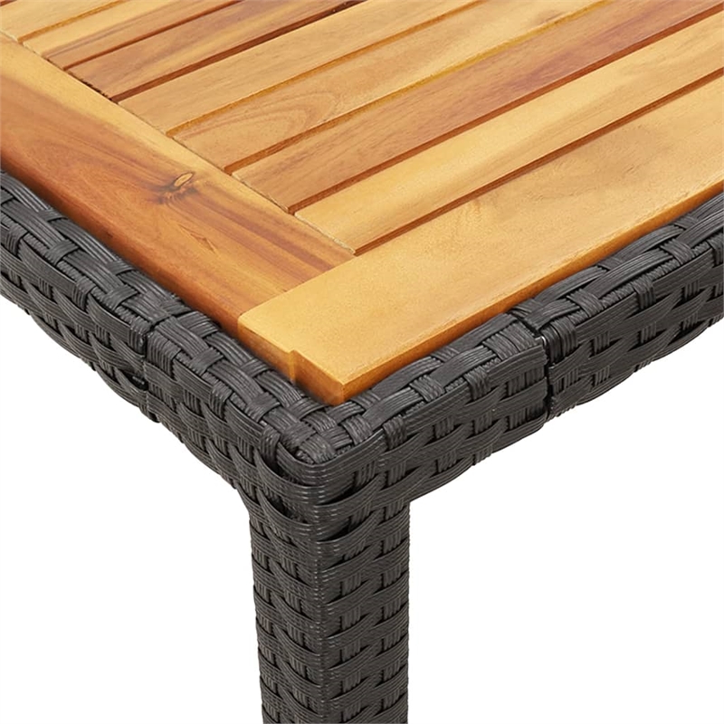Bowery Hill Contemporary Poly Rattan Garden Dining Set in Black