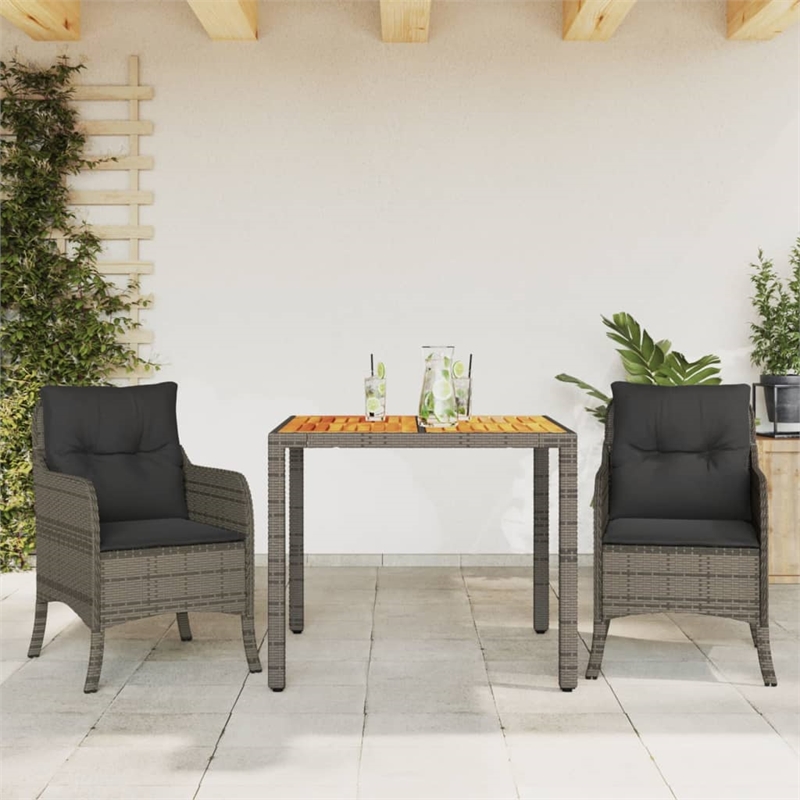 Bowery Hill Contemporary Poly Rattan Garden Dining Set in Gray