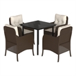 Bowery Hill 5 Piece Poly Rattan Garden Dining Set in Black/Cream White
