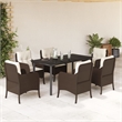 Bowery Hill Contemporary 7 Piece Poly Rattan Garden Dining Set in Black