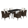 Bowery Hill Contemporary 7 Piece Poly Rattan Garden Dining Set in Black