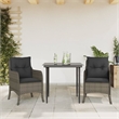 Bowery Hill 3 Piece Poly Rattan Garden Dining Set in Black/Dark Gray