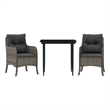 Bowery Hill 3 Piece Poly Rattan Garden Dining Set in Black/Dark Gray