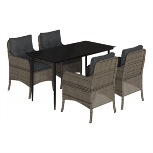 Bowery Hill Contemporary 5 Piece Steel Garden Dining Set in Gray