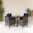 Bowery Hill Contemporary 5 Piece Poly Rattan Garden Dining Set in Black