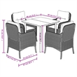 Bowery Hill Contemporary 5 Piece Poly Rattan Garden Dining Set in Black