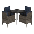 Bowery Hill Contemporary 5 Piece Poly Rattan Garden Dining Set in Black