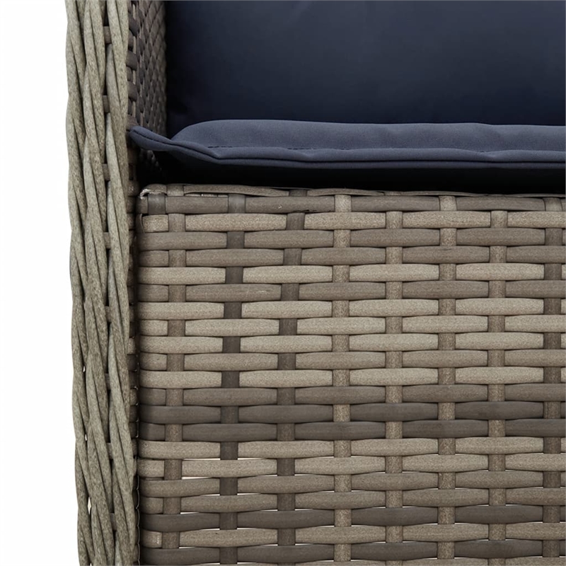 Bowery Hill Rattan Garden Dining Set in Gray/Black/Navy Blue