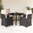 Bowery Hill Poly Rattan Garden Dining Set in Black/Cream White