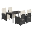 Bowery Hill 5 Piece Poly Rattan Garden Dining Set in Black/Cream White