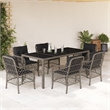 Bowery Hill Contemporary 7 Piece Rattan Garden Dining Set in Gray