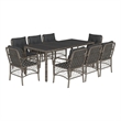 Bowery Hill Contemporary 9 Piece Poly Rattan Garden Dining Set in Gray