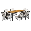 Bowery Hill 7 Piece Poly Rattan Garden Dining Set in Black/Cream White