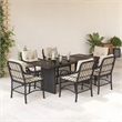 Bowery Hill Contemporary 7 Piece Poly Rattan Garden Dining Set in Black