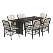 Bowery Hill Contemporary 7 Piece Poly Rattan Garden Dining Set in Black