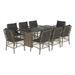 Bowery Hill Contemporary 9 Piece Poly Rattan Garden Dining Set in Gray