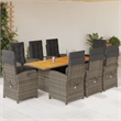 Bowery Hill Contemporary 9 Piece Rattan Garden Dining Set in Gray