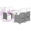 Bowery Hill 5 Piece Poly Rattan Garden Dining Set in Black/Cream White
