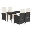 Bowery Hill 5 Piece Poly Rattan Garden Dining Set in Black/Cream White