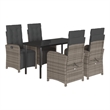 Bowery Hill Poly Rattan Garden Dining Set in Black/Dark Gray