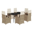 Bowery Hill Contemporary 7 Piece Rattan Garden Dining Set in Black
