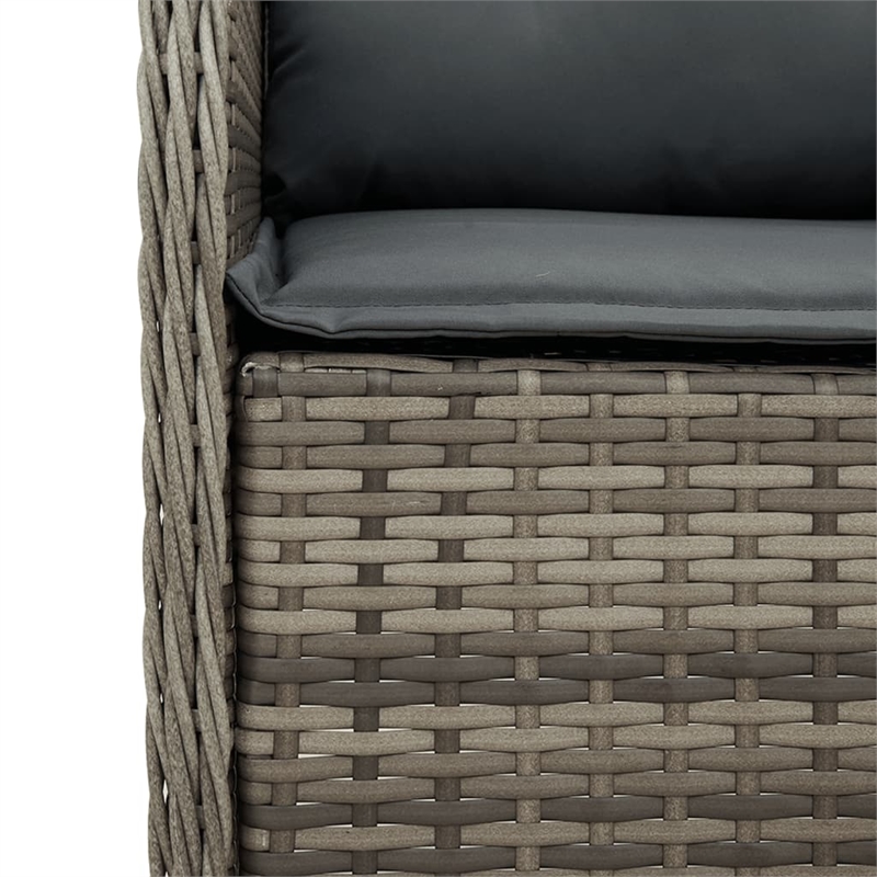 Bowery Hill Contemporary 9 Piece Poly Rattan Garden Dining Set in Gray