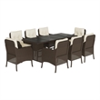 Bowery Hill Contemporary Rattan Garden Dining Set in Brown/Cream white