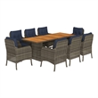 Bowery Hill 9 Piece Poly Rattan Garden Dining Set in Gray/Brown