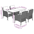 Bowery Hill Contemporary 5 Piece Poly Rattan Garden Dining Set in Black