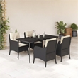 Bowery Hill 5 Piece Poly Rattan Garden Dining Set in Black/Cream White