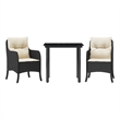 Bowery Hill Poly Rattan Garden Dining Set in Black/Cream White