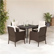 Bowery Hill 5 Piece Poly Rattan Garden Dining Set in Black/Cream White