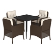 Bowery Hill 5 Piece Poly Rattan Garden Dining Set in Black/Cream White