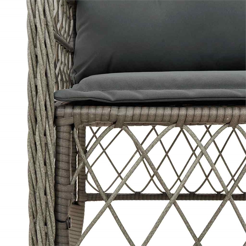 Bowery Hill Contemporary 9 Piece Poly Rattan Garden Dining Set in Gray