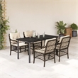 Bowery Hill Contemporary 5 Piece Poly Rattan Garden Dining Set in Black