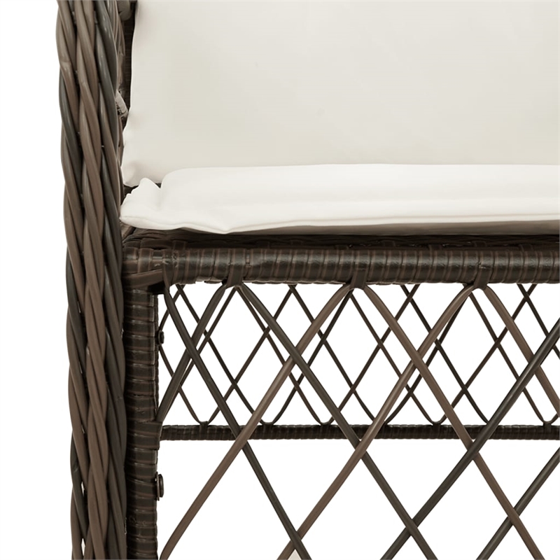 Bowery Hill Contemporary 5 Piece Poly Rattan Garden Dining Set in Brown