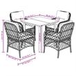 Bowery Hill Contemporary 5 Piece Poly Rattan Garden Dining Set in Brown