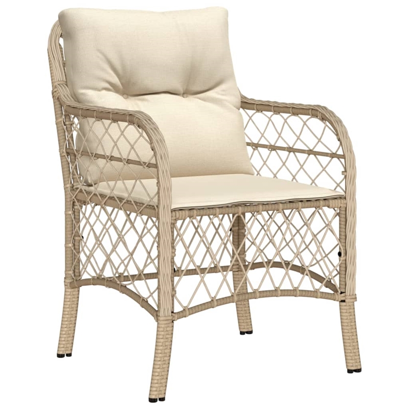 Bowery Hill Contemporary 5 Piece Poly Rattan Garden Dining Set in Beige