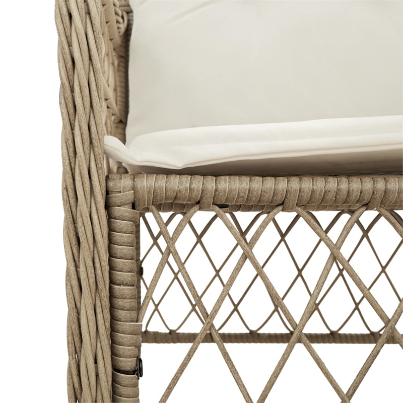 Bowery Hill Contemporary 5 Piece Poly Rattan Garden Dining Set in Beige