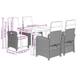 Bowery Hill Contemporary 5 Piece Poly Rattan Garden Dining Set in Gray