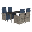 Bowery Hill Contemporary 5 Piece Poly Rattan Garden Dining Set in Gray