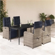 Bowery Hill Contemporary 5 Piece Rattan Garden Dining Set in Black