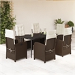 Bowery Hill 7 Piece Rattan Patio Dining Set in Black/Cream White