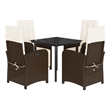 Bowery Hill 5 Piece Poly Rattan Patio Dining Set in Brown/Cream white