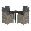 Bowery Hill Contemporary 5 Piece Rattan Garden Dining Set in Black