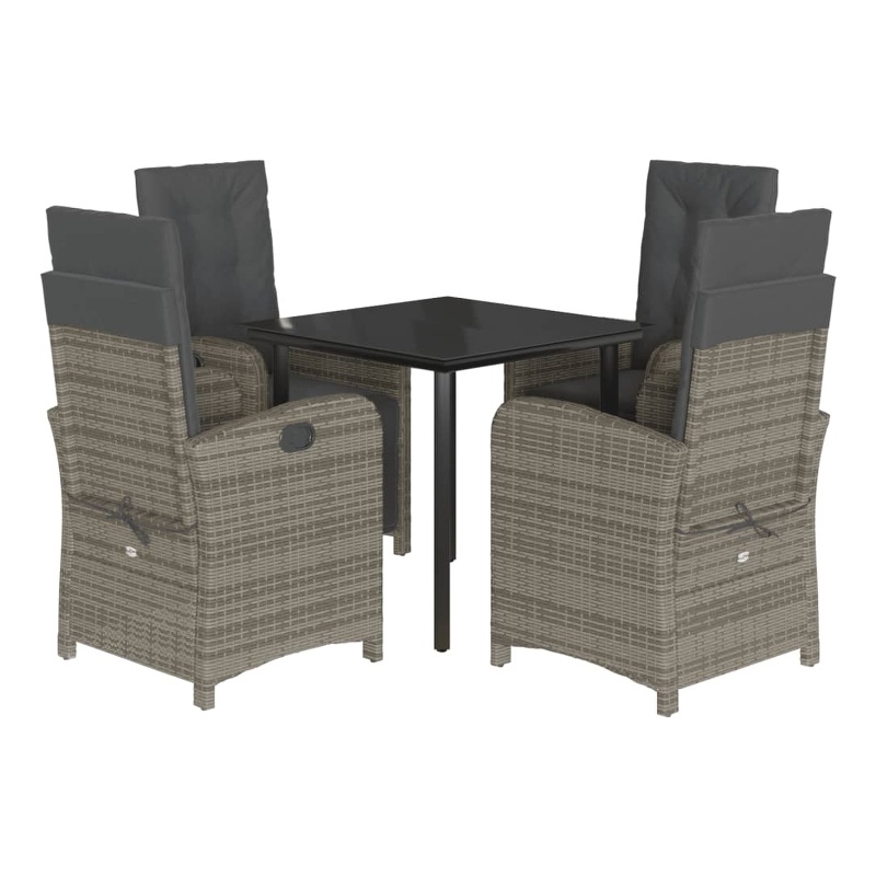 Bowery Hill Contemporary 5 Piece Poly Rattan Garden Dining Set in Gray