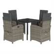 Bowery Hill Contemporary 5 Piece Poly Rattan Garden Dining Set in Gray