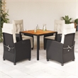 Bowery Hill 5 Piece Poly Rattan Garden Dining Set in Black/Cream White