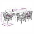 Bowery Hill Contemporary 7 Piece Poly Rattan Garden Dining Set in Gray
